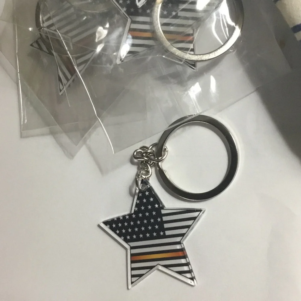 8 First Responders American Flag Star Keychain bundle search & rescue 911